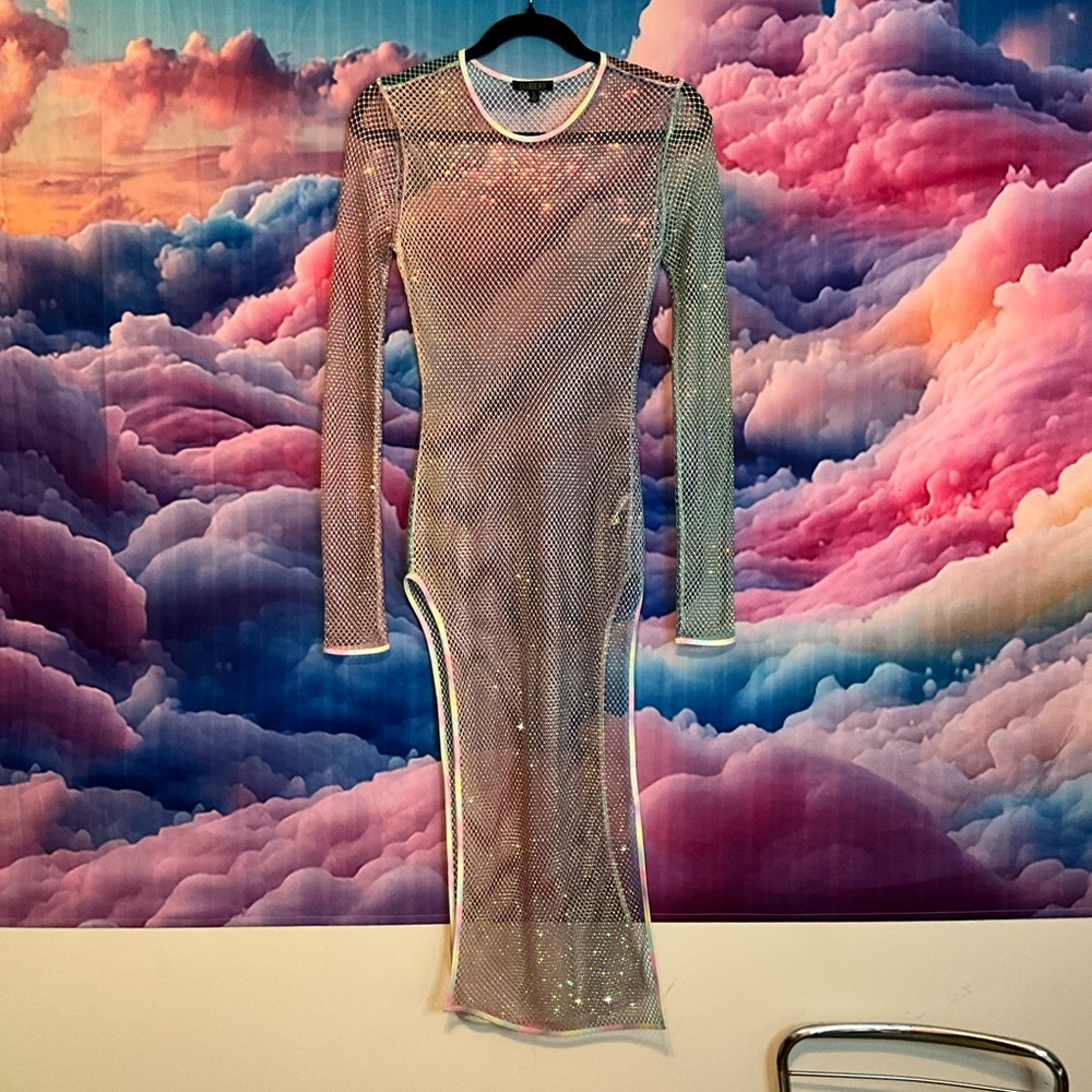 Elegant Long Sleeve Mesh Dress